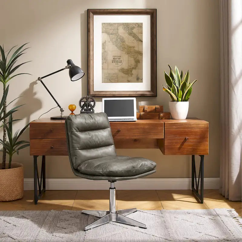 Chaise de bureau pivotante sans accoudoirs de style moderne du milieu du siècle – Monoplace