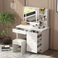 39.4Wide Makeup Vanity Set with Stool and 3 Color Touching Mirror - 39.4W