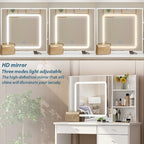 Coiffeuse Blanche avec Tabouret et Miroir LED 3 Couleurs, 1 Personne, 100 cm L