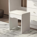 Coiffeuse Blanche avec Tabouret et Miroir LED 3 Couleurs, 1 Personne, 100 cm L