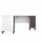 Bureau en L avec tiroirs et rangement, coloris gris cendré / gris tempête / blanc / noyer / chêne