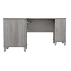 Bureau en L avec tiroirs et rangement, coloris gris cendré / gris tempête / blanc / noyer / chêne