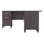 Bureau en L avec tiroirs et rangement, coloris gris cendré / gris tempête / blanc / noyer / chêne