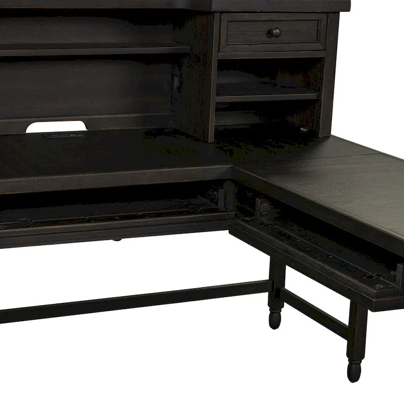 Bureau d'angle en L noir avec retour – 1 personne