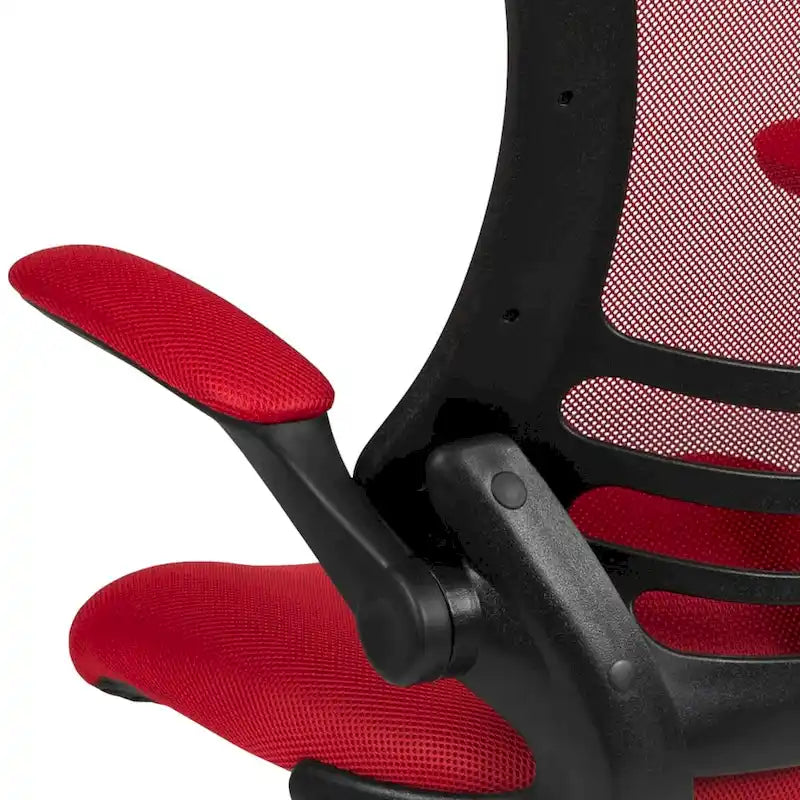 Chaise de dessinateur à dossier mi-haut en maille noire et cadre noir avec accoudoirs rabattables, 1 personne