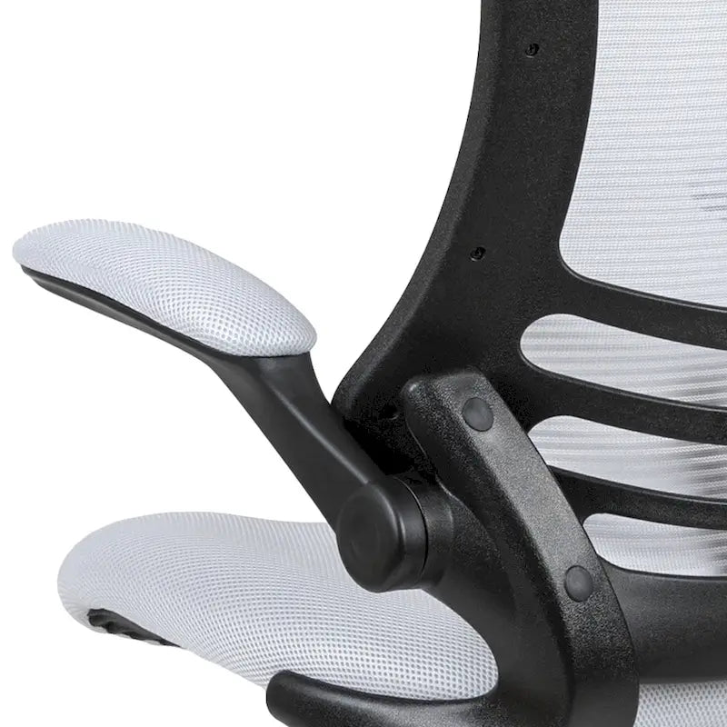 Chaise de dessinateur à dossier mi-haut en maille noire et cadre noir avec accoudoirs rabattables, 1 personne