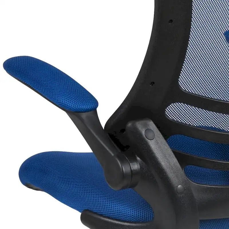 Chaise de dessinateur à dossier mi-haut en maille noire et cadre noir avec accoudoirs rabattables, 1 personne