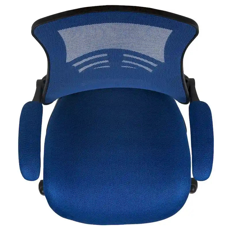 Chaise de dessinateur à dossier mi-haut en maille noire et cadre noir avec accoudoirs rabattables, 1 personne