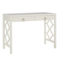 Bureau 2 tiroirs motif quadrilobe, blanc / expresso / gris, simple