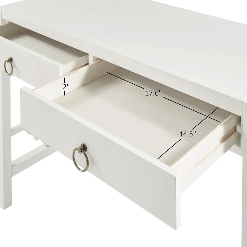 Bureau 2 tiroirs motif quadrilobe, blanc / expresso / gris, simple