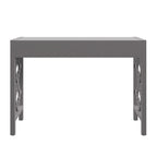 Bureau 2 tiroirs motif quadrilobe, blanc / expresso / gris, simple