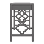 Bureau 2 tiroirs motif quadrilobe, blanc / expresso / gris, simple