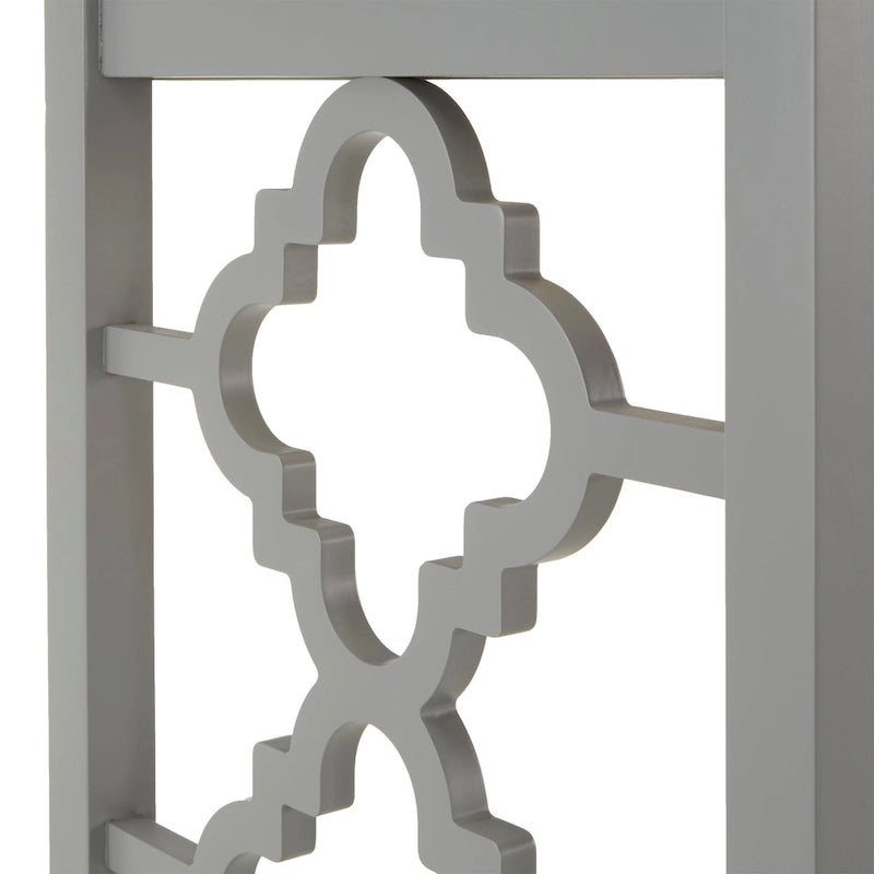 Bureau 2 tiroirs motif quadrilobe, blanc / expresso / gris, simple