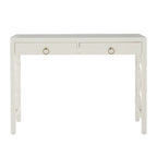 Bureau 2 tiroirs motif quadrilobe, blanc / expresso / gris, simple