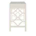 Bureau 2 tiroirs motif quadrilobe, blanc / expresso / gris, simple