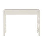 Bureau 2 tiroirs motif quadrilobe, blanc / expresso / gris, simple
