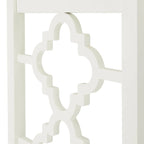 Bureau 2 tiroirs motif quadrilobe, blanc / expresso / gris, simple