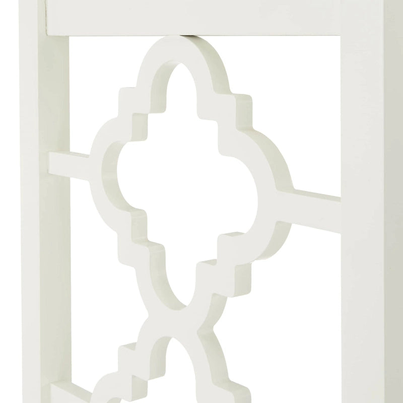 Bureau 2 tiroirs motif quadrilobe, blanc / expresso / gris, simple