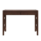 Bureau 2 tiroirs motif quadrilobe, blanc / expresso / gris, simple