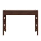 Bureau 2 tiroirs motif quadrilobe, blanc / expresso / gris, simple