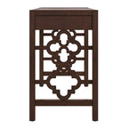 Bureau 2 tiroirs motif quadrilobe, blanc / expresso / gris, simple
