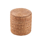 Tables rondes de rangement en jacinthe d'eau tressée naturelle, lot de 2