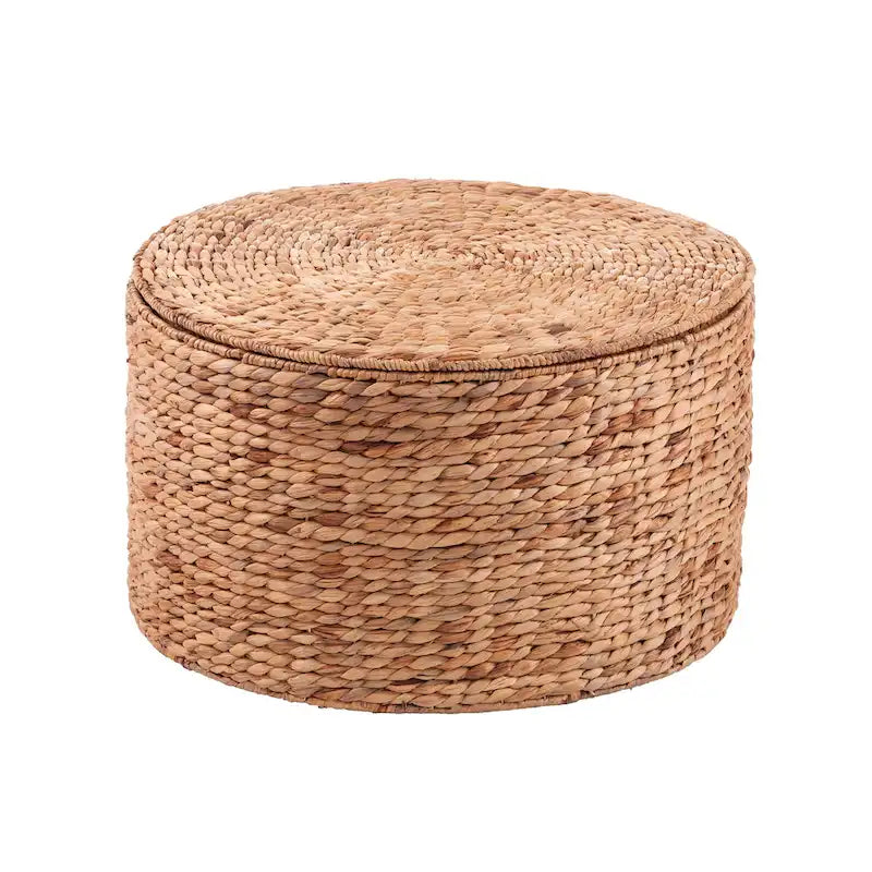 Tables rondes de rangement en jacinthe d'eau tressée naturelle, lot de 2