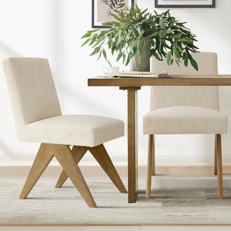 Chaise de salle à manger Parsons en lin beige / vert sauge / crème, une place