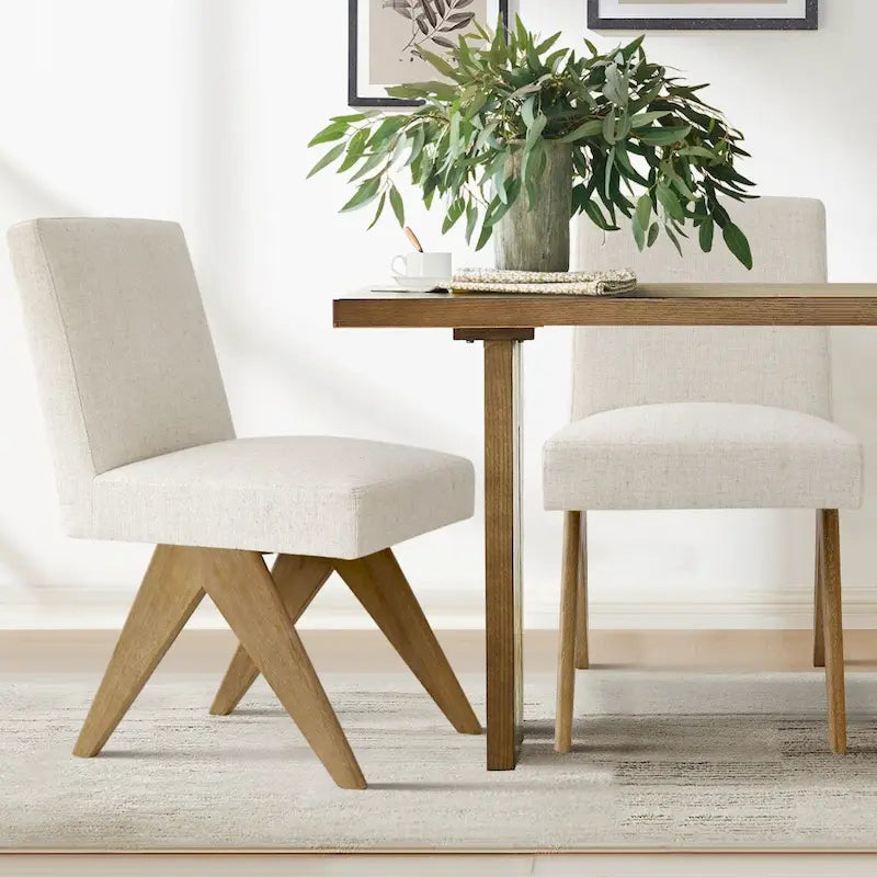 Chaise de salle à manger Parsons en lin beige / vert sauge / crème, une place