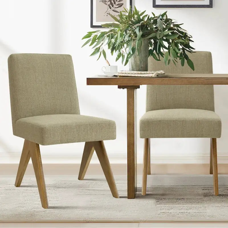 Chaise de salle à manger Parsons en lin beige / vert sauge / crème, une place