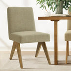 Chaise de salle à manger Parsons en lin beige / vert sauge / crème, une place