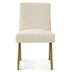 Chaise de salle à manger Parsons en lin beige / vert sauge / crème, une place