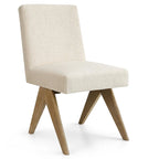 Chaise de salle à manger Parsons en lin beige / vert sauge / crème, une place