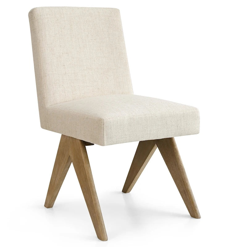 Chaise de salle à manger Parsons en lin beige / vert sauge / crème, une place