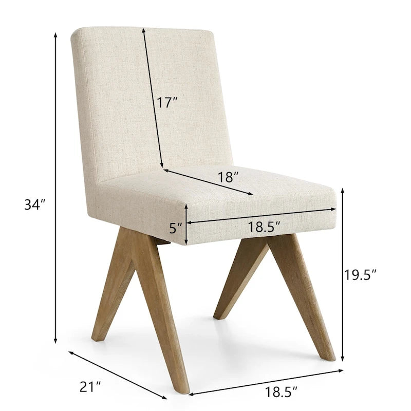 Chaise de salle à manger Parsons en lin beige / vert sauge / crème, une place