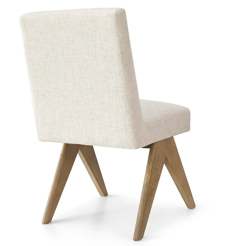Chaise de salle à manger Parsons en lin beige / vert sauge / crème, une place
