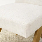 Chaise de salle à manger Parsons en lin beige / vert sauge / crème, une place