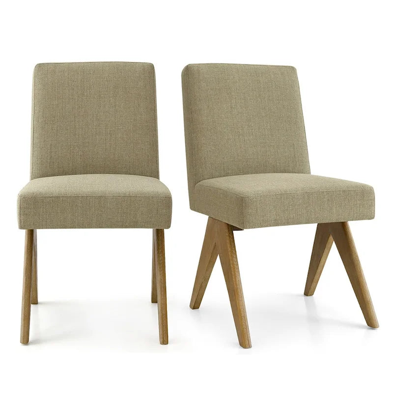 Chaise de salle à manger Parsons en lin beige / vert sauge / crème, une place