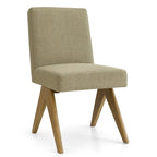 Chaise de salle à manger Parsons en lin beige / vert sauge / crème, une place