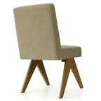 Chaise de salle à manger Parsons en lin beige / vert sauge / crème, une place