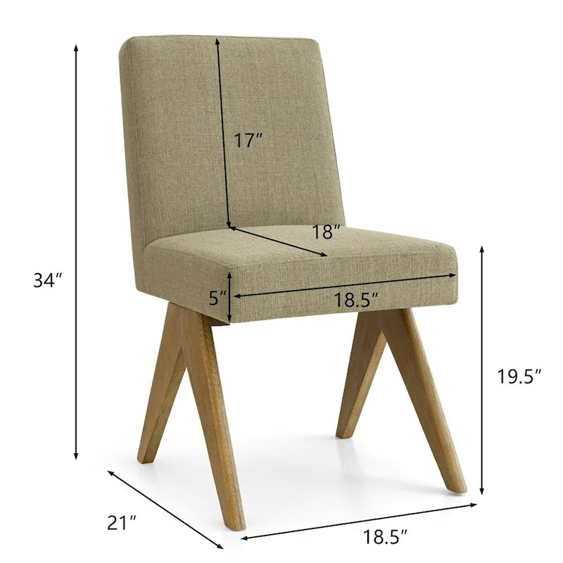 Chaise de salle à manger Parsons en lin beige / vert sauge / crème, une place