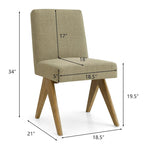 Chaise de salle à manger Parsons en lin beige / vert sauge / crème, une place