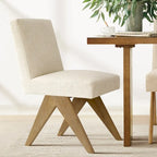 Chaise de salle à manger Parsons en lin beige / vert sauge / crème, une place