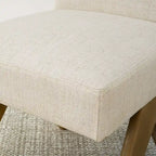 Chaise de salle à manger Parsons en lin beige / vert sauge / crème, une place