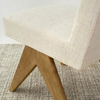 Chaise de salle à manger Parsons en lin beige / vert sauge / crème, une place