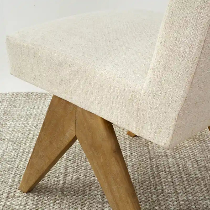 Chaise de salle à manger Parsons en lin beige / vert sauge / crème, une place