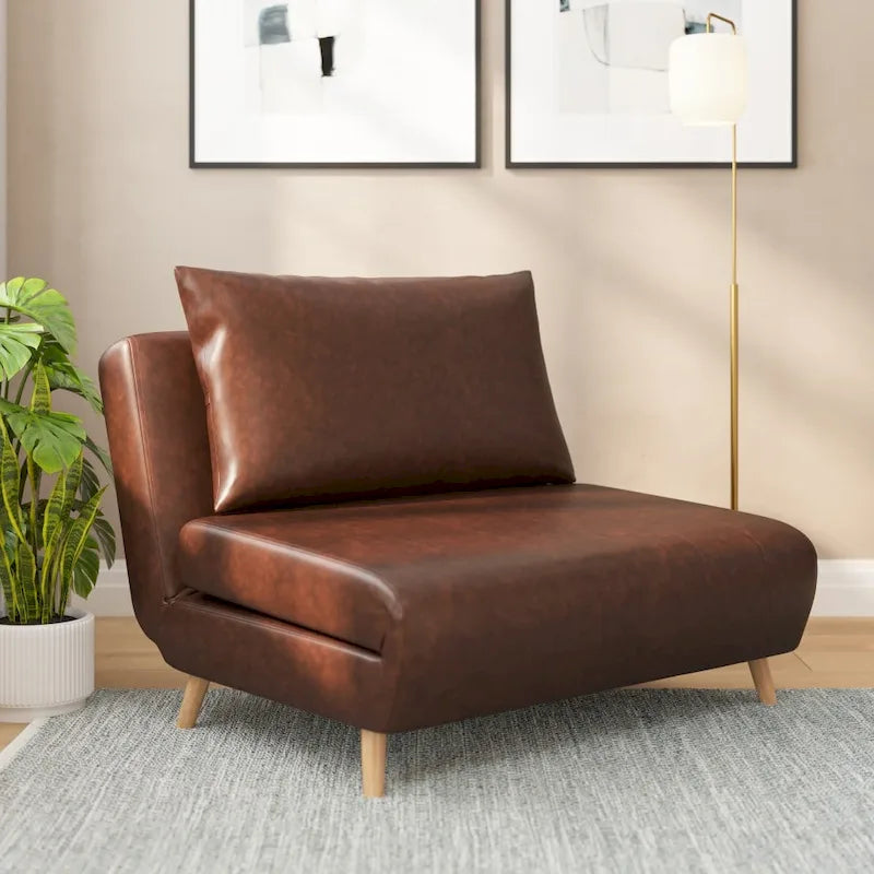 Fauteuil-lit convertible 3-en-1, une place, gris clair / crème / marron / gris foncé