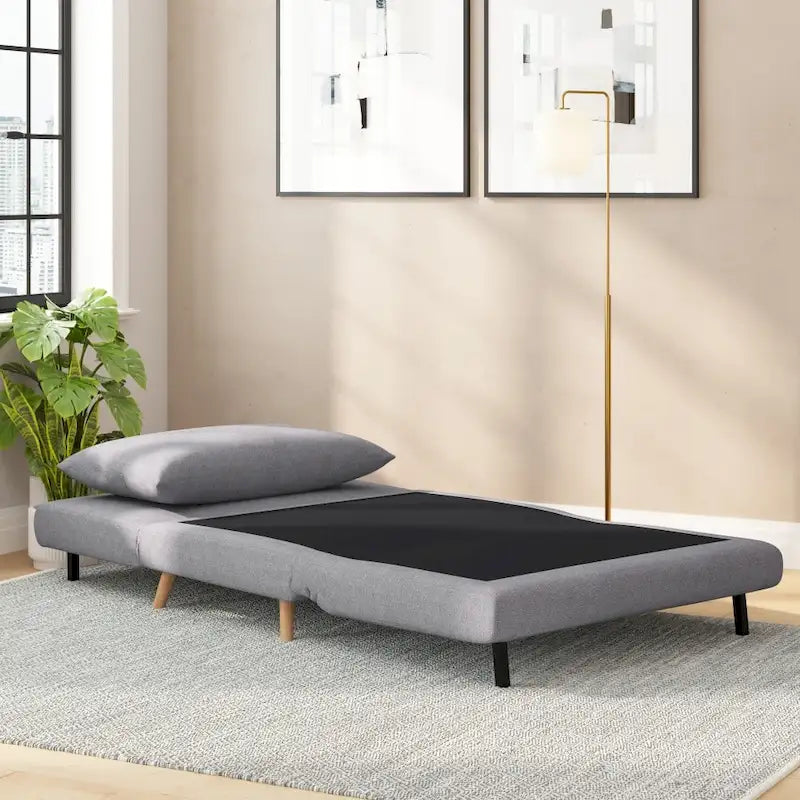 Fauteuil-lit convertible 3-en-1, une place, gris clair / crème / marron / gris foncé