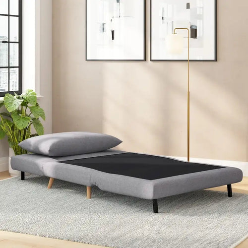 Fauteuil-lit convertible 3-en-1, une place, gris clair / crème / marron / gris foncé