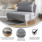 Fauteuil-lit convertible 3-en-1, une place, gris clair / crème / marron / gris foncé